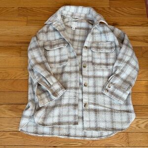 H&M Plaid Tan and White Jacket Women’s Size Medium